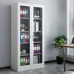 Full glass two door metallic cabinet