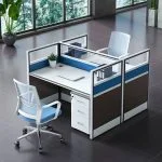 4-way office workstation (Blue) - Image 2