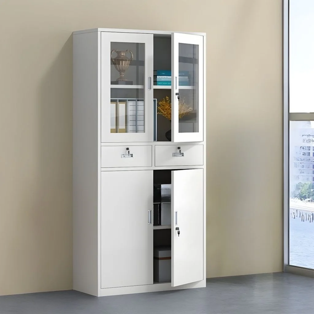 Two door metallic storage office cabinet