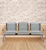 Three link metallic office waiting bench - Image 3