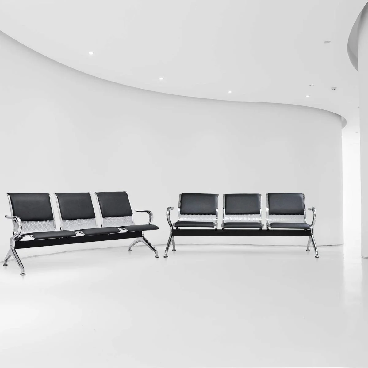 Three seater padded office bench - Image 3