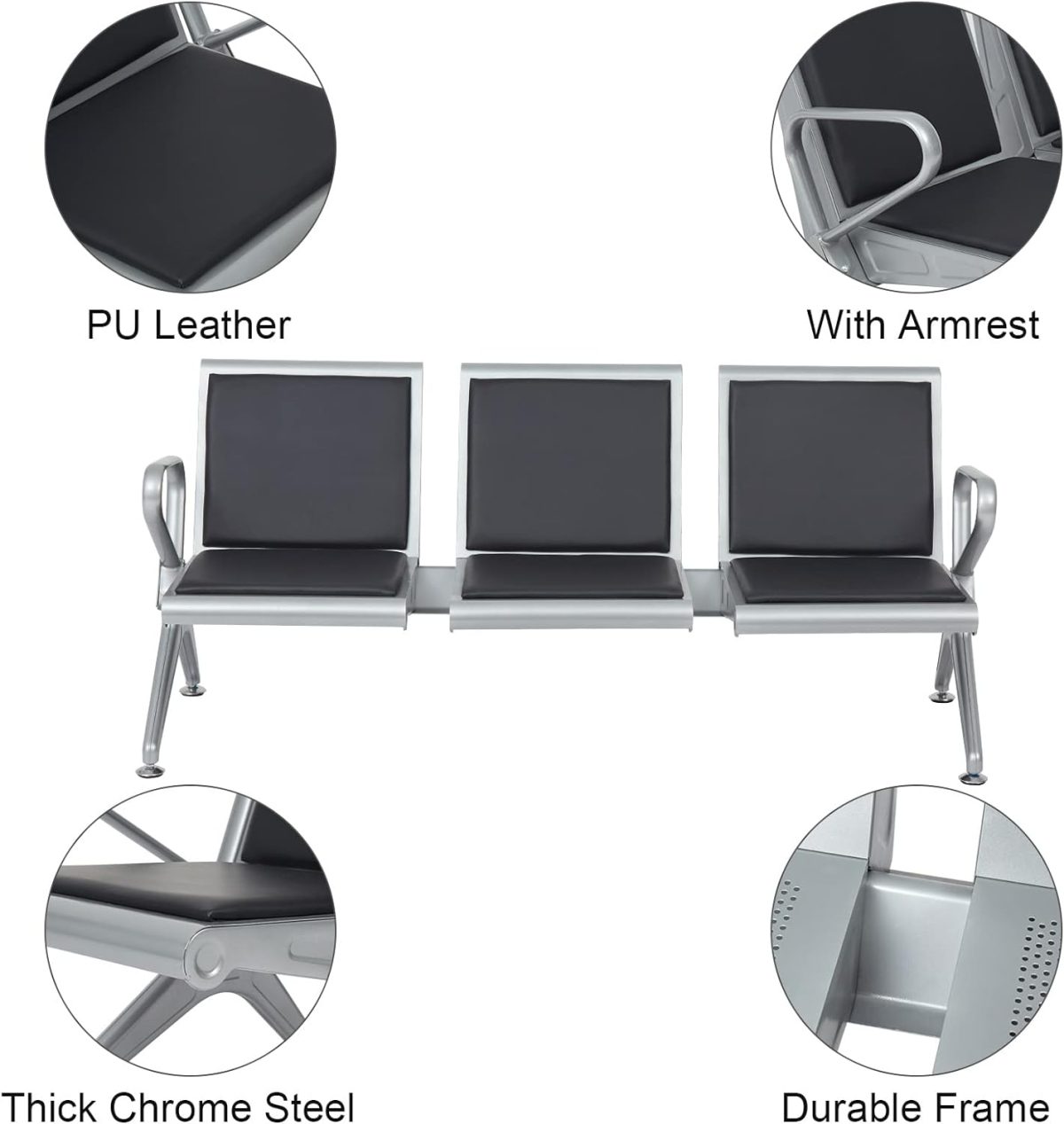 Heavy-duty three link waiting bench - Image 2