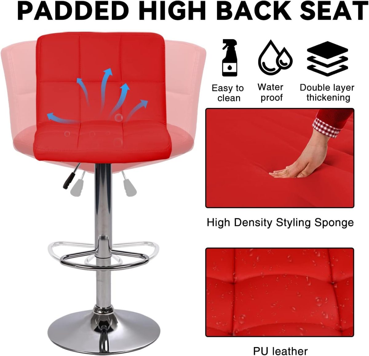 Leather Swivel Bar Stool Adjustable - Image 4