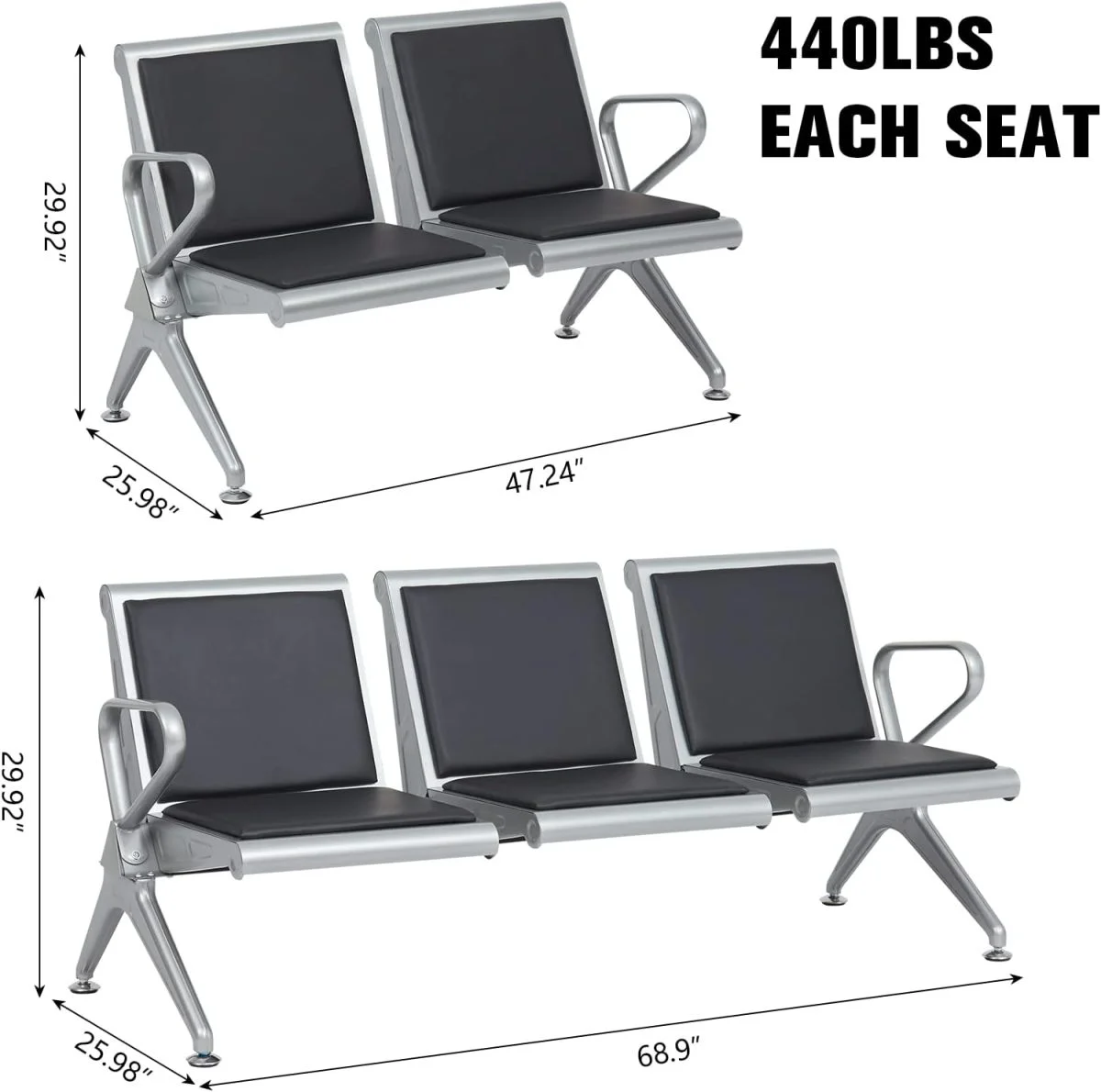3-Link Reception office bench - Image 2