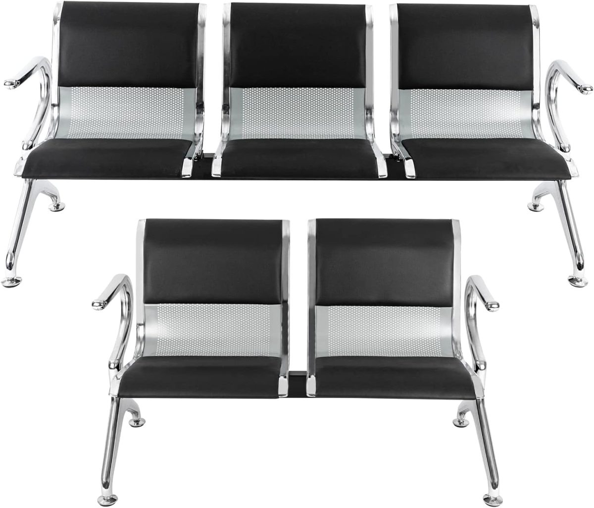 Padded 3-link reception waiting bench - Image 2