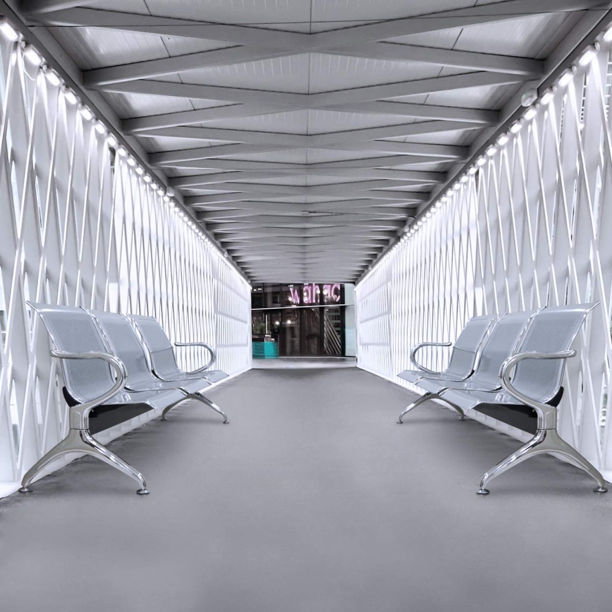3-Link metallic office waiting bench - Image 2