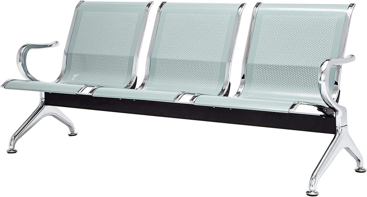 Three seater metallic office bench - Image 2