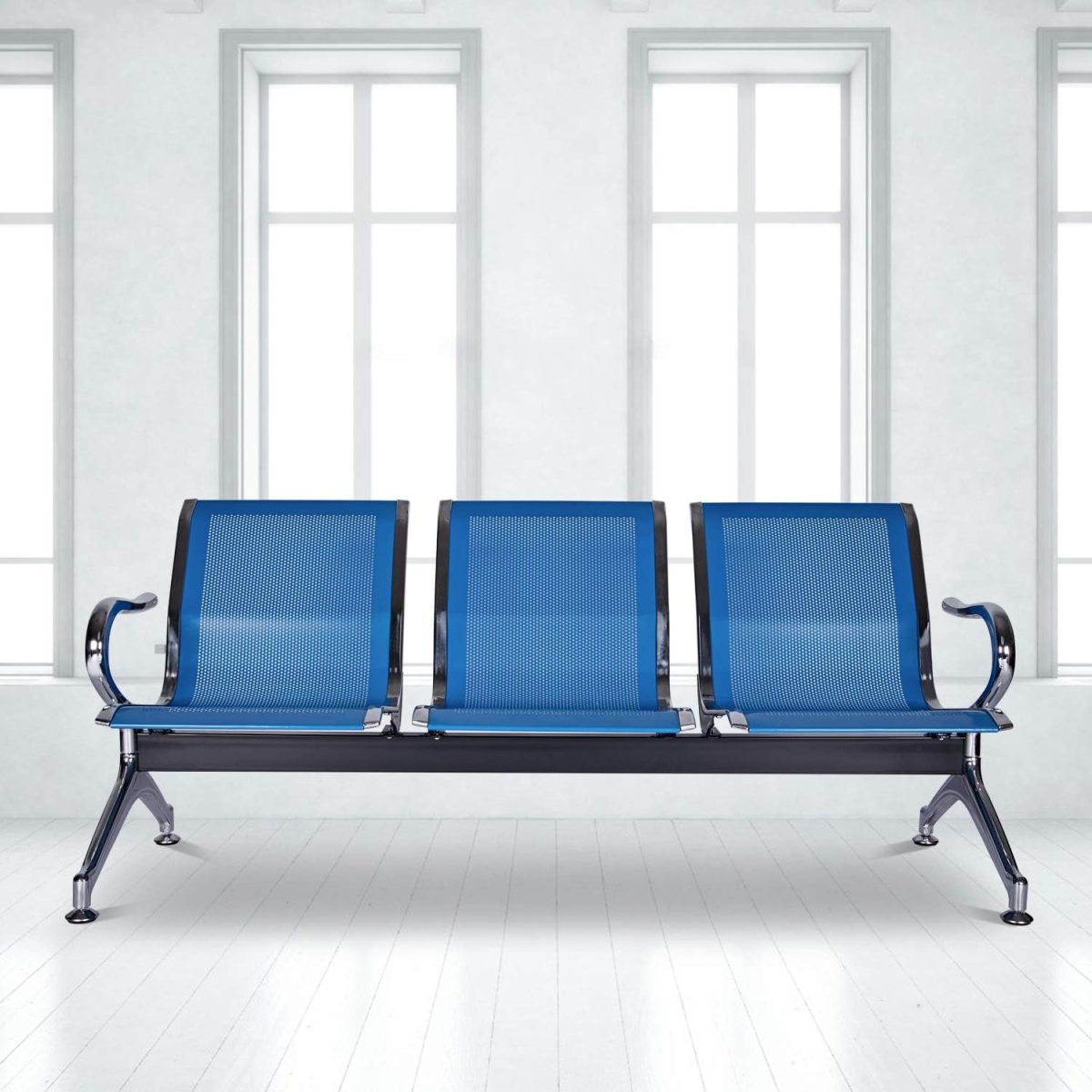 Airport three link metallic office bench - Image 4
