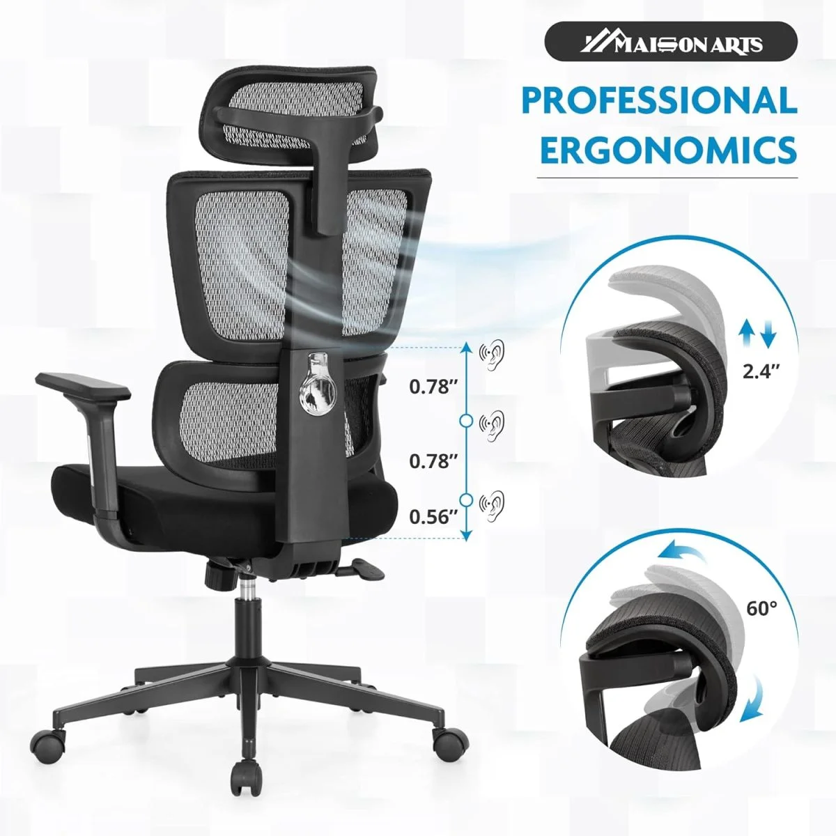 High back orthopedic office chair - Image 4