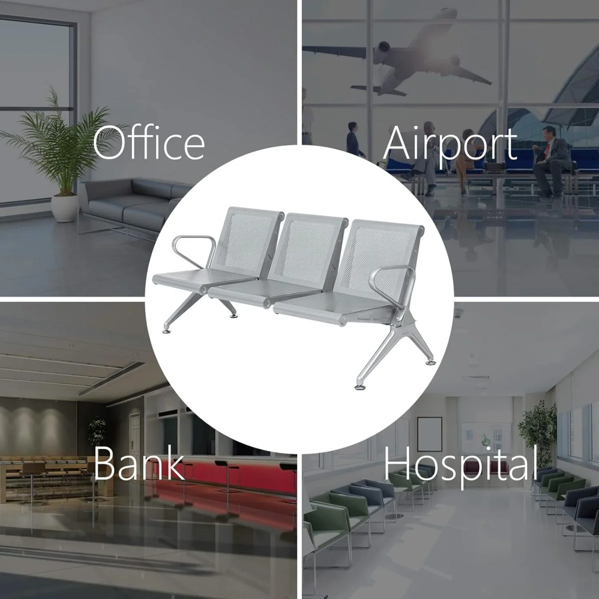 Three seater office waiting bench - Image 2
