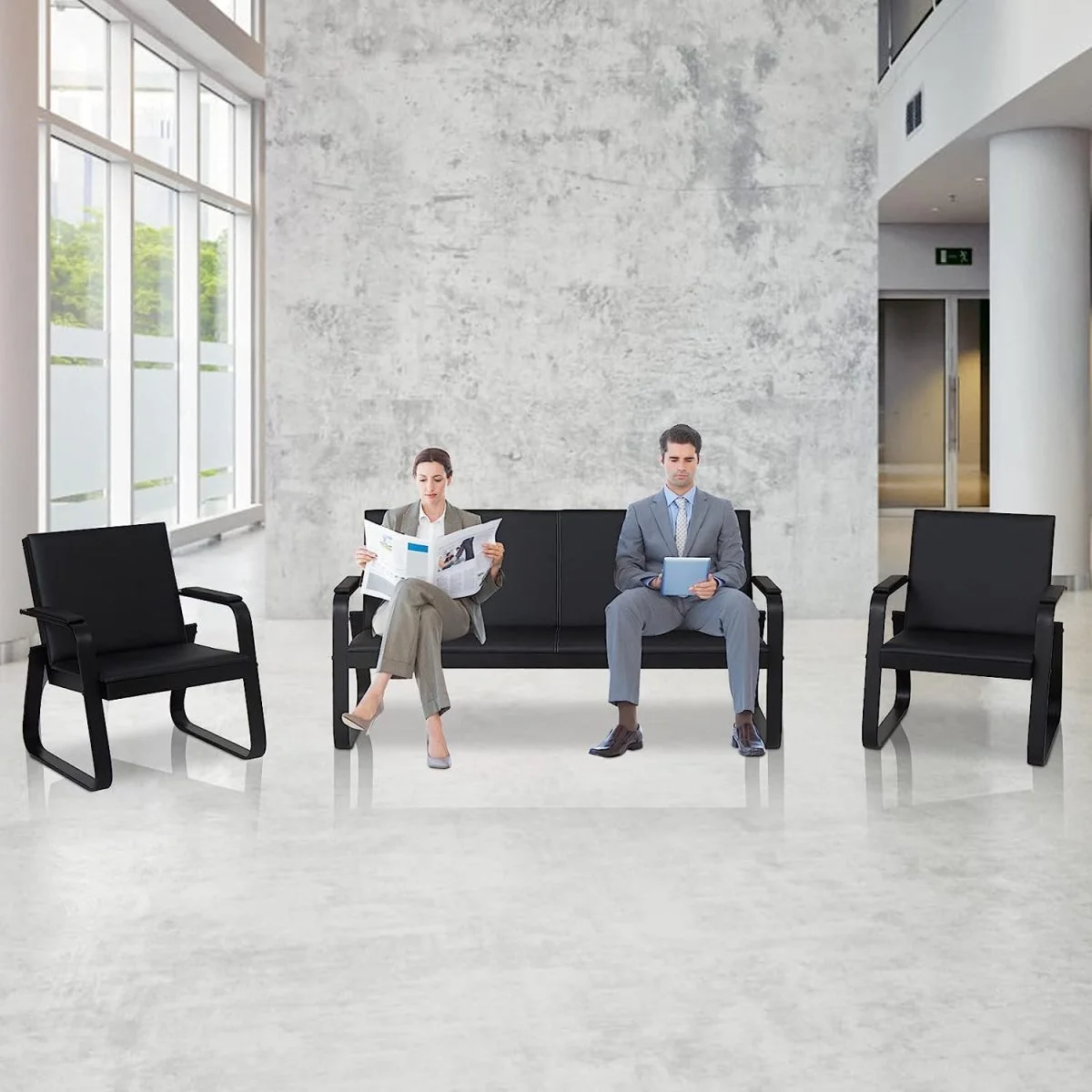 Kinsuite 5-Seat Reception Sofa (Leather) - Image 3