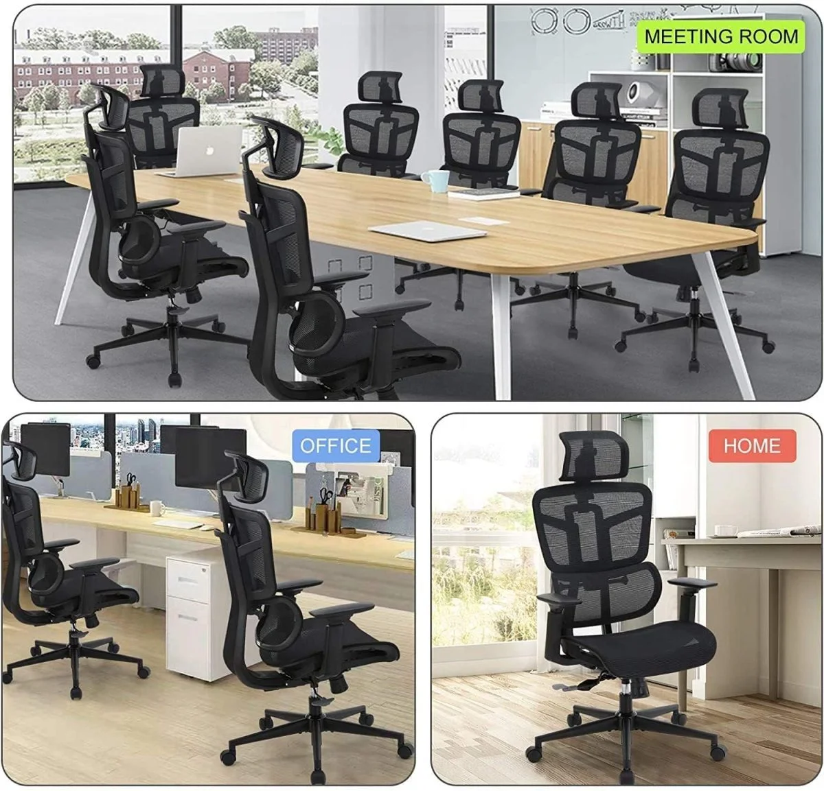 Comfortable Swivel Mesh Office Chair Ergonomic Height Adjustable Flexible Lumbar Support Chair - Image 3