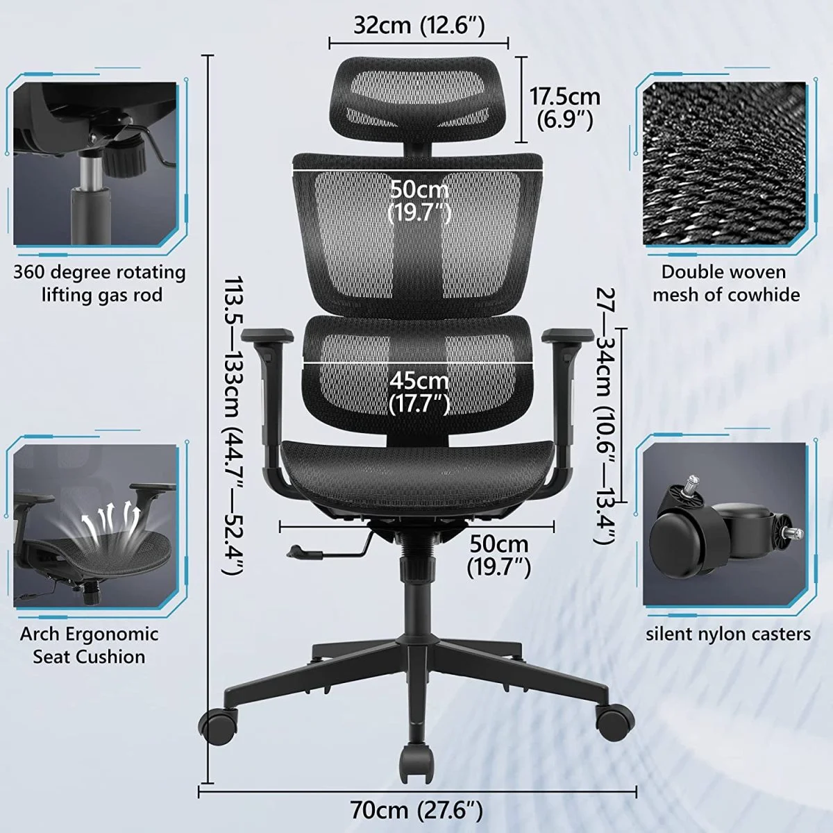 High-back ergonomic office seat - Image 4