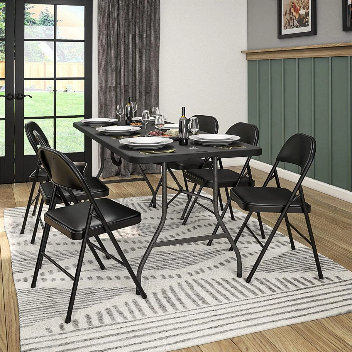 Foldable office study chair (Black) - Image 4
