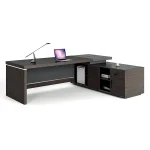 Wooden L Shape Office Table (Mahogany) - Image 4