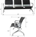 3 Link padded office waiting bench - Image 4