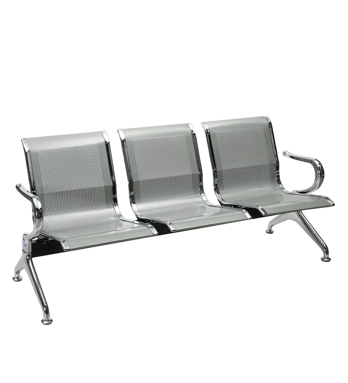 Three link metallic office visitor's bench - Image 4