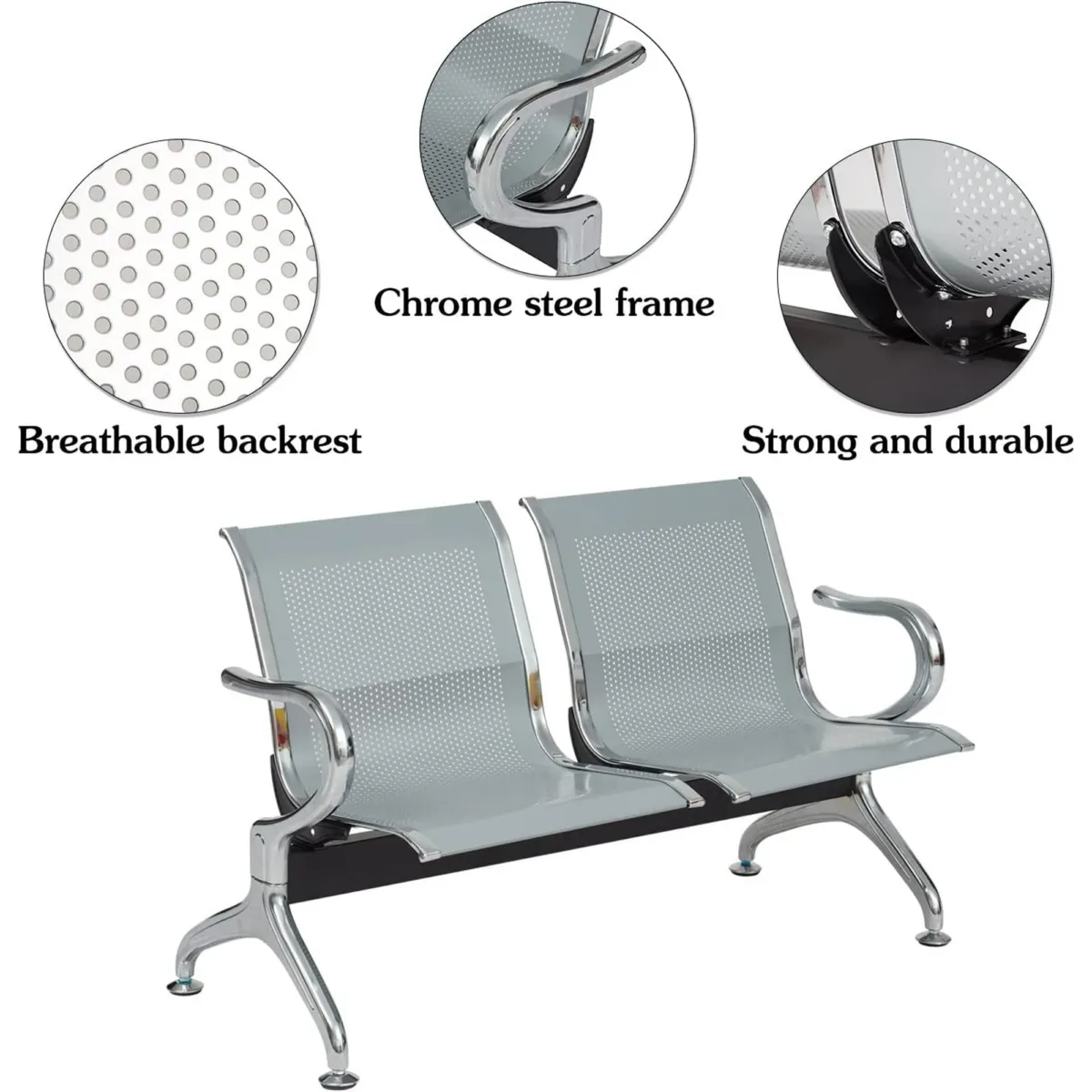 Two seater office reception bench - Image 4