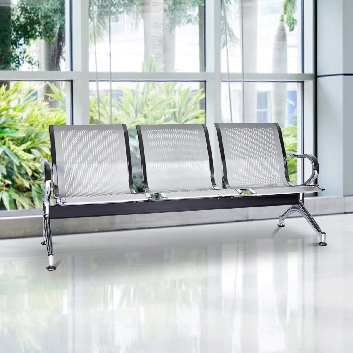 5-Seater metallic waiting bench - Image 2
