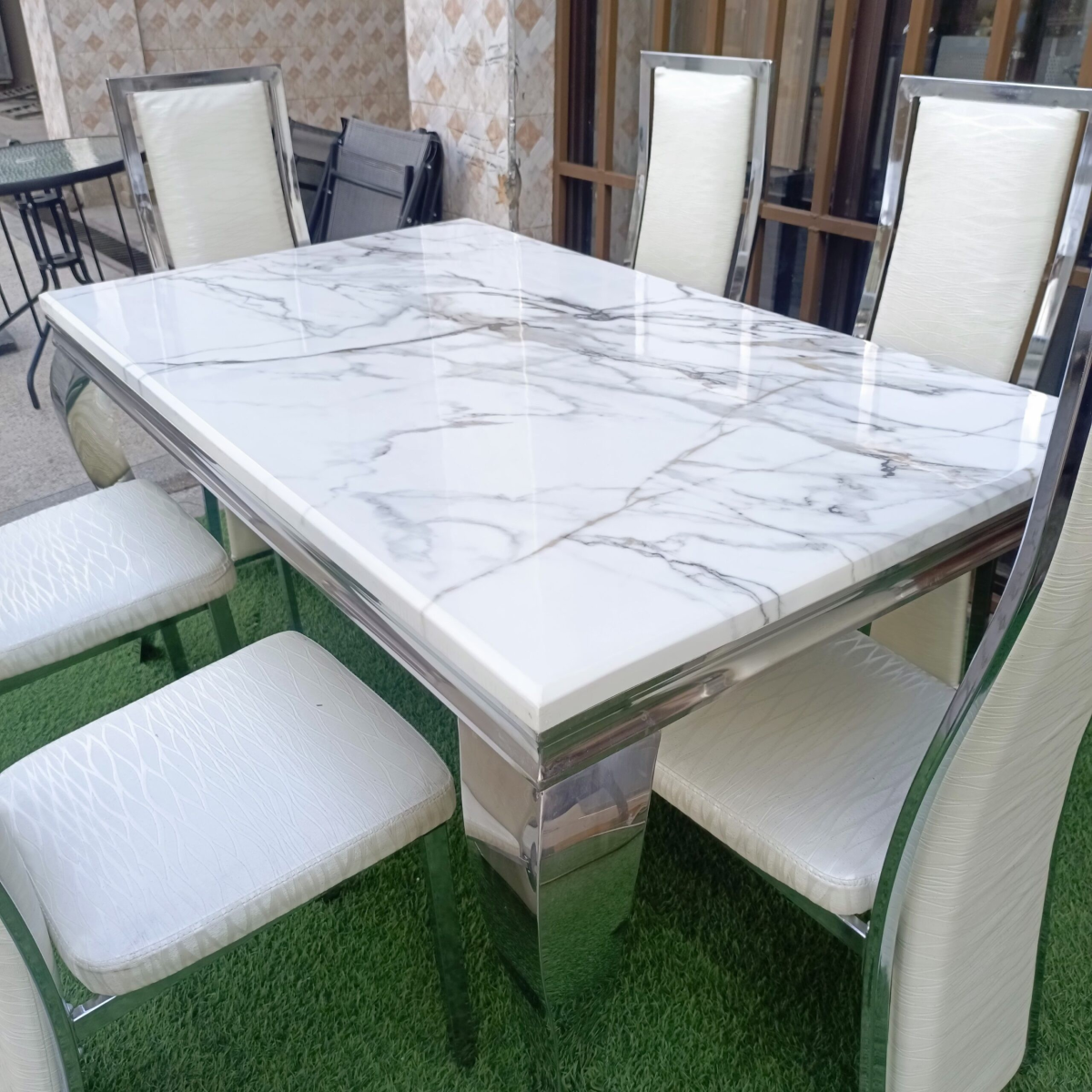 6-seater white marble top dining table set, white marble dining table set 6-seater, 6 seat marble dining table, marble top dining table with chairs, luxury 6-seater dining table set, modern marble dining table set, contemporary dining table set 6-seater, elegant white marble dining table set, premium 6-seater dining table, stylish marble top dining table set, designer 6-seater dining table, high-end marble dining table set, solid marble dining table with chairs, durable 6-seater dining table set, luxury home dining table set, spacious 6-seater marble dining table, minimalist marble dining table set, imported style 6-seater dining table, showroom quality marble dining table set, catalog-ready dining table set, value-for-money marble top dining table, affordable 6-seater dining table set, white marble dining table with chairs, modern home dining table set, family dining table 6-seater, rectangular marble dining table set, comfortable 6-seater dining table set, sturdy marble top dining table, long-lasting 6-seater dining table, scratch-resistant marble dining table, easy clean marble dining table, contemporary home furniture dining table, premium dining set for home, functional 6-seater marble dining table, versatile white marble dining table set, imported marble dining table set, professional dining table set, high-quality marble dining table set