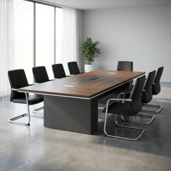 modern conference table with walnut wood grain top, walnut wood conference table, modern office conference table, executive boardroom table, contemporary walnut conference table, luxury office conference table, premium walnut top meeting table, corporate office conference table, director office conference table, CEO office conference table, professional office meeting table, large walnut conference table, rectangular walnut office table, ergonomic office conference table, stylish walnut office table, high-end conference table, durable walnut top meeting table, heavy-duty office conference table, solid wood walnut conference table, MDF walnut top conference table, laminated walnut conference table, scratch-resistant walnut conference table, moisture-resistant office conference table, imported style walnut conference table, showroom quality conference table, catalog ready office conference table, value-for-money walnut top table, affordable modern conference table, contemporary office furniture conference table, executive meeting table walnut, corporate meeting table walnut, modern office furniture conference table, premium boardroom table, long-lasting walnut conference table